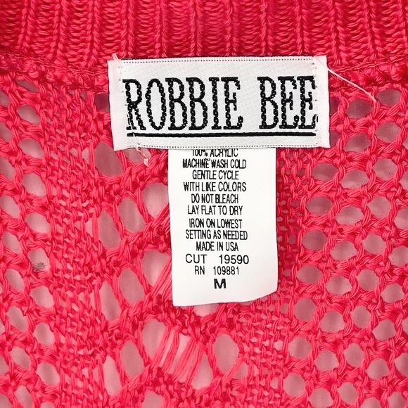 Robbie Bee Crochet Knit Short Sleeve Open Front Cardigan Size Medium - Picture 4 of 9